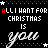 Animated contact sheet of a Christmas-themed buddy icon with repeating text and color variations across 25 frames arranged in a 5x5 grid.