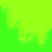 A 48x48 pixel animated contact sheet showing seven sequential frames of a green and cyan wave-like pattern animation on a bright green background with one gray transparency frame.