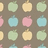 A grid of pixelated apple-shaped icons in pastel colors on a brown background, each with a small stem.