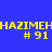 Yellow text on blue background with pixelated blur effects in four quadrants, displaying repeated 'HAZIMEH' and '# 91' across all sections.
