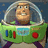 Pixelated image of Buzz Lightyear in green and purple spacesuit with clear helmet, standing against blue background, text "winning the hearts of women: one galaxy at a time." in white pixelated font on black and gray