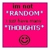 A pink square icon with dark pink border displays text and a smiley face; the top text is 'i'm real', middle text is 'RANDOM', and bottom text is 'THOUGHTS' with quotation marks.
