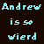 Pixelated text split across two backgrounds: cyan text on dark brown left side, blue and pink text on white right side.