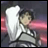 A 48x48 pixel buddy icon featuring a split composition with an anime character on the left and text elements on the right, displayed as part of a contact sheet.