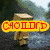 A pixelated image with four distinct sections: a yellow banner reading 'CHOIRD' over a blurred background, a heart-shaped frame holding a green square on an open book, and purple text spelling 'AWESOME' against a beach scene.