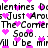 Pixelated text repeats 'Valentines', 'Just Aros The Corner', and 'Sooo...' with pink heart symbols scattered across a white background.