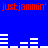Blue background with red text 'justjammin' repeated twice at top and bottom, white horizontal bars forming audio waveforms above and below text.