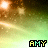 A 4-frame animated contact sheet showing a green and orange gradient background with the text "AMY" in pixelated yellow letters at the bottom center of each frame, displaying subtle color variations across frames.