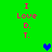 Green background with pink text "I Love D. T." and animated blue heart icons shifting positions.