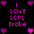 Pixelated icon with pink text and purple hearts on black background, displaying 'I LOVE LCPL Drake' in two vertical with heart symbols at corners and center