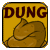 Static pixelated icon featuring bold text and a cartoonish object on a yellow background with rounded corners.