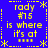 Blue background with yellow pixelated text and symbols arranged in a pattern, featuring repeated phrases and decorative elements