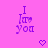 Pixelated purple text and heart symbols on a solid pink background with two small heart icons below.