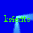 Green text 'kofecto' repeats four times around a light blue curved shape on solid blue background, with visible pixelation and color bleeding.