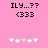 Pixelated pink background with black text and heart symbols, showing two identical frames of a static image.