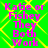 Green background with yellow diamond pattern and pink text reading "Katie or Fishey They Both Work" in four identical repeated sections.