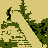 A 48x48 pixel animated contact sheet showing a repeating sequence of a stick figure running on a yellow background with green trees and black outlines.