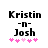 Pixelated text displays 'Kristin -n- Josh' with pink asterisks below, showing animation where the third asterisk shifts from light pink to bright pink.