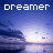 Animated contact sheet of a 48x48 pixel buddy icon showing sequential frames of a dreamy sunset over water with changing sky brightness and cloud positions, labeled "dreamer" at the top in each frame.