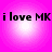 Four identical circular icons with pink gradient backgrounds display black text reading 'i love MK' in a pixelated font.