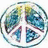 Circular icon with peace symbol over Earth background, displaying text "There was Never a Good War" and later "Or Bad Peace!" with heart.