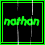 Green 'nathan' text in top with vertical white lines, blue 'is' below, and red 'smexy' at bottom; animation shows fading transitions between states
