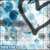 Animated icon with repeating heart outlines and blue circular patterns, displaying 'KRISTINA' text in the lower-left corner of each frame.