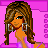 Pixelated animation of a woman in a purple bikini and high heels against a pink background with text fragments.