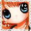 A cartoon-style character with orange hair and large blue eyes appears in a of showing slight variations in expression and border details