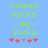 Green pixelated text 'Lauren Rocks my Socks' on light blue background with red and pink heart icons below.