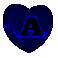 Animated blue heart-shaped icon with a stylized letter A, showing frame-by-frame motion across eight sampled frames in a contact sheet layout.