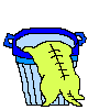 Yellow cat with black stitches peeks from blue trash can, transitioning from neutral to crying with text overlays.
