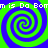 Four identical spiral patterns arranged in a on a green background with repeated text above and below