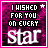 A contact sheet of 10 animated frames showing a pink and black pixelated background with white text reading "I WISHED FOR YOU ON EVERY star" where the word "star" is larger than the rest of the text, each frame has a small white star symbol next to the phrase, and some frames show slight variations in text rendering or star position.