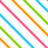 A static image with diagonal stripes in pink, orange, green, and blue on a white background, featuring two lines of pixelated text.