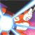 Pixelated static image with abstract color blocks in orange, blue, purple, and white, no discernible subjects or text.