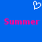 Blue background with white pixelated heart symbol above pink pixelated text reading 'Summer Summer' in two separate groups.