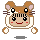 Pixel art hamster character with brown ears, white face mask, black eyes, red cheeks, and a smiling mouth in four variations.