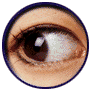 Four circular close-up views of a human eye with brown iris, showing sequential changes in pupil position and eyelid shape against light skin tone.