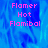 Pixelated text 'Flamer Hot Flamibal' in pink on blue background with gray , static image