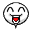 Four pixelated circular icons with smiling faces, each showing a red tongue and black mouth outline against white background.