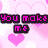 Pixelated text and pink hearts on a light background, with animated transitions between phrases.