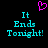 A black background displays cyan text reading "It Ends Tonight!" with a pink pixelated heart above, showing slight animation in the leftmost instance.