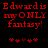 Red pixelated text on black background reads "Edward is my ONLY fantasy!" with five red heart symbols below, two versions of the same image side-by-side.