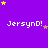 Purple background with repeated white text 'JersynD!' and scattered yellow and purple stars in a