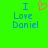 Green background with blue text reading "I Love Daniel" and a pink pixelated heart symbol above the word "Love".