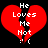 Red broken heart with white text 'He Loves Me Not :(' on black background, two identical frames side-by-side.