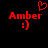 Red pixelated text 'Amber' with a smiley face and heart symbol above it on black background.