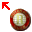 Circular red-brown icon with light center rotates through multiple angles showing side profile and full front view.