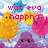 Pixelated cartoon characters float against a cloudy sky with text overlays changing across frames.